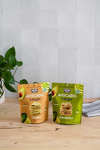 Miniatura 6 de Hippie Snacks Patatas fritas de aguacate, guacamole, a base de plantas, con alto contenido de proteínas, sin gluten para tablas de embutidos, 2.5