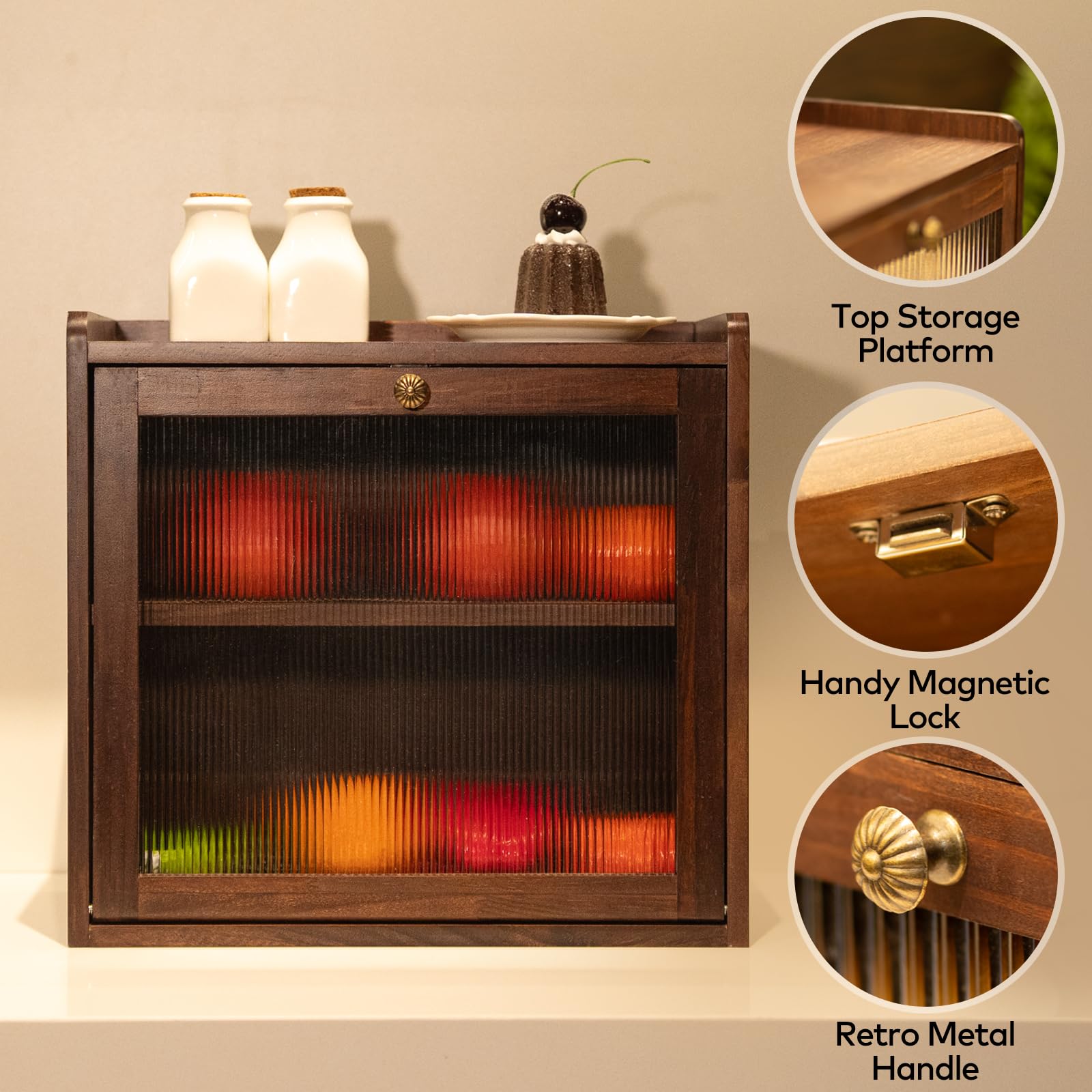 Kiefernholz Brotkasten Groß mit 50 Deli-Papier, Holz Brotkästen mit Belüftung, Brotdose für Brot & Obst, Ästhetische Aufbewahrungsbox für Küche, 36 x 24 x 34 cm, 3.5 kg