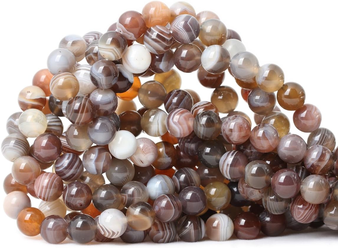 45PCS 8mm Natural Botswana Sardonyx Agate Gemstone Round Loose Beads for DIY Jewelry Making 1 Strand 15"