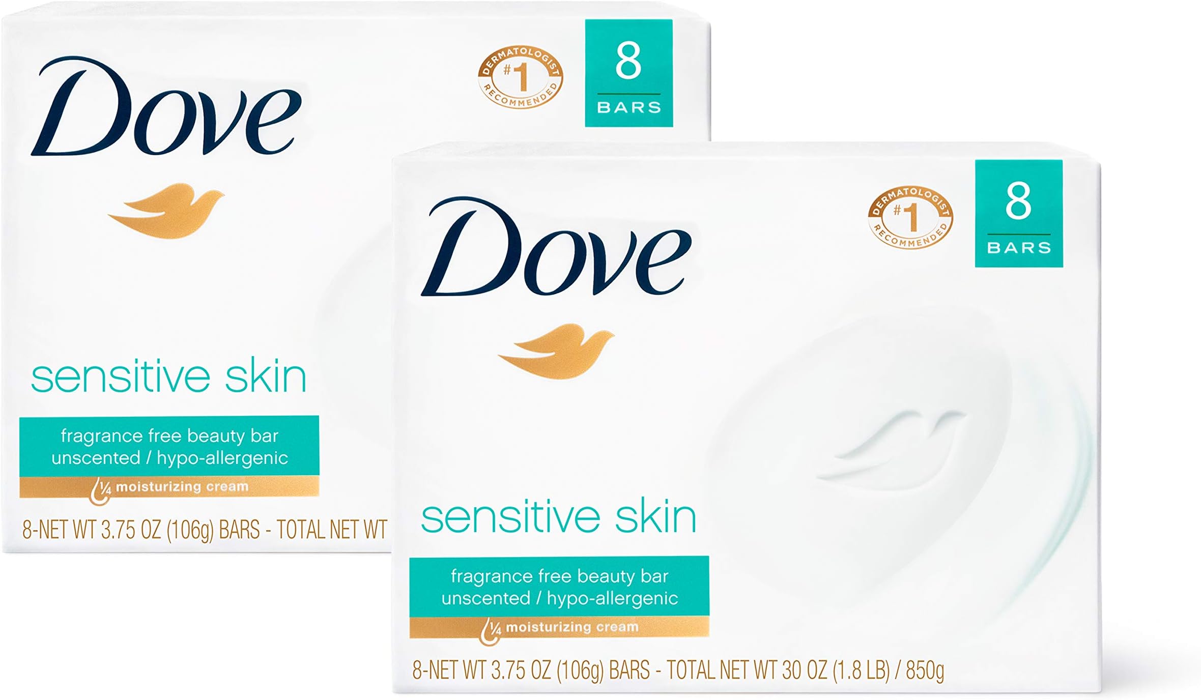 Dove Beauty Bar Gently Cleanses and Nourishes Sensitive Skin Effectively Washes Away Bacteria While Nourishing Your Skin 3.75 oz 16 Bars