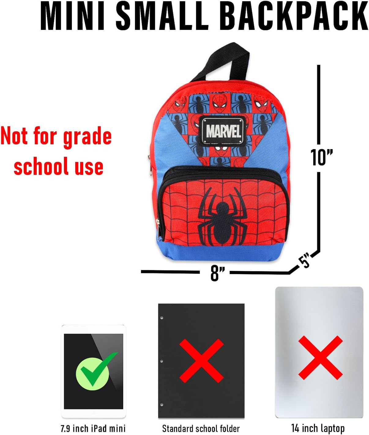 Spiderman 10" Mini Canvas Backpack Set | Marvel Spidey School Supplies for Kids