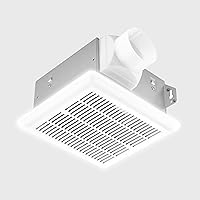 TechDrive 50 CFM Quiet Bathroom Exhaust Fan with 800LM 3CCT LED Light, 1.0 Sone, Energy Star, 3-Inch Duct, White