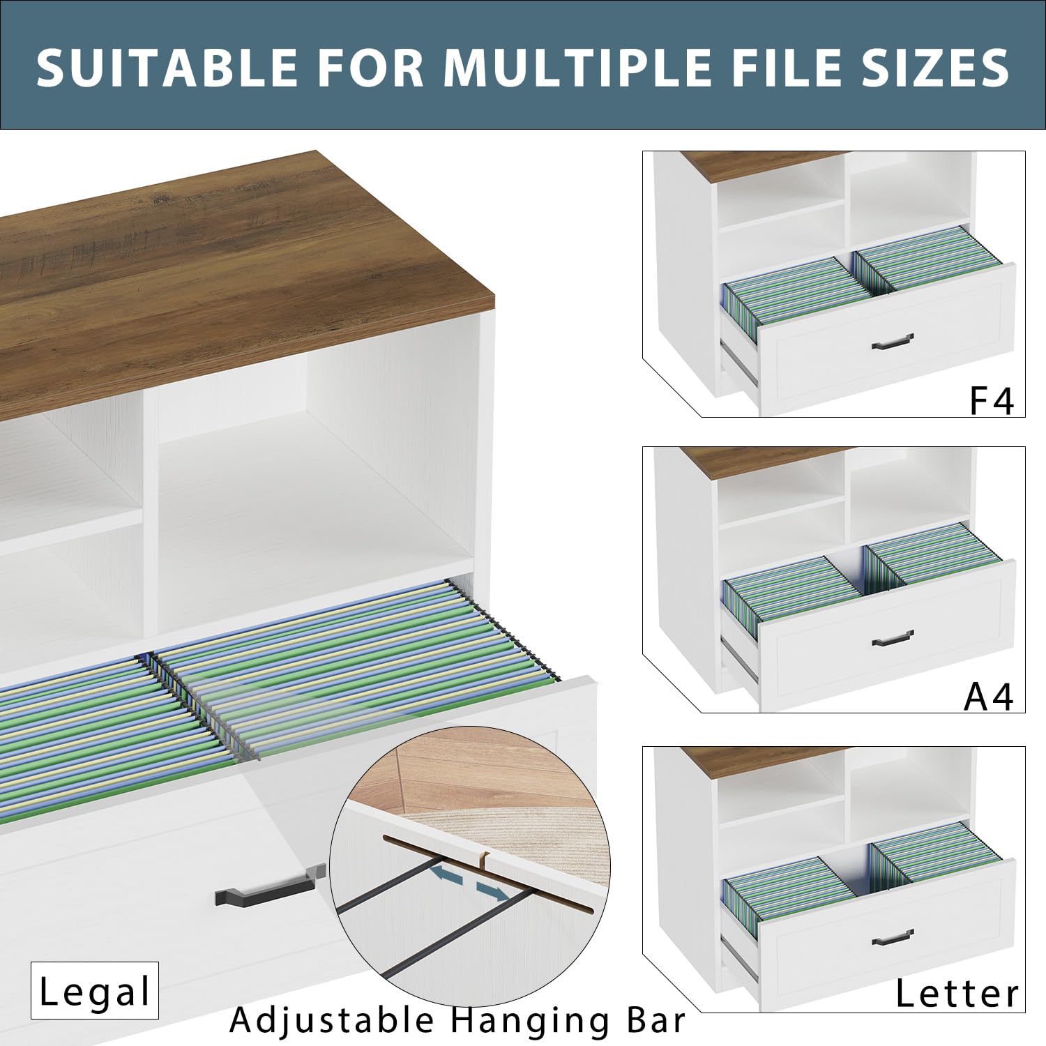 LVB Aktenschrank mit Schublade Schreibtisch Schrank für DIN A4 Letter Format Druckerständer Büroschrank mit offenem Regal für Arbeitszimmer Büro und HomeOffice Schubladenschrank Weiß 83 cm