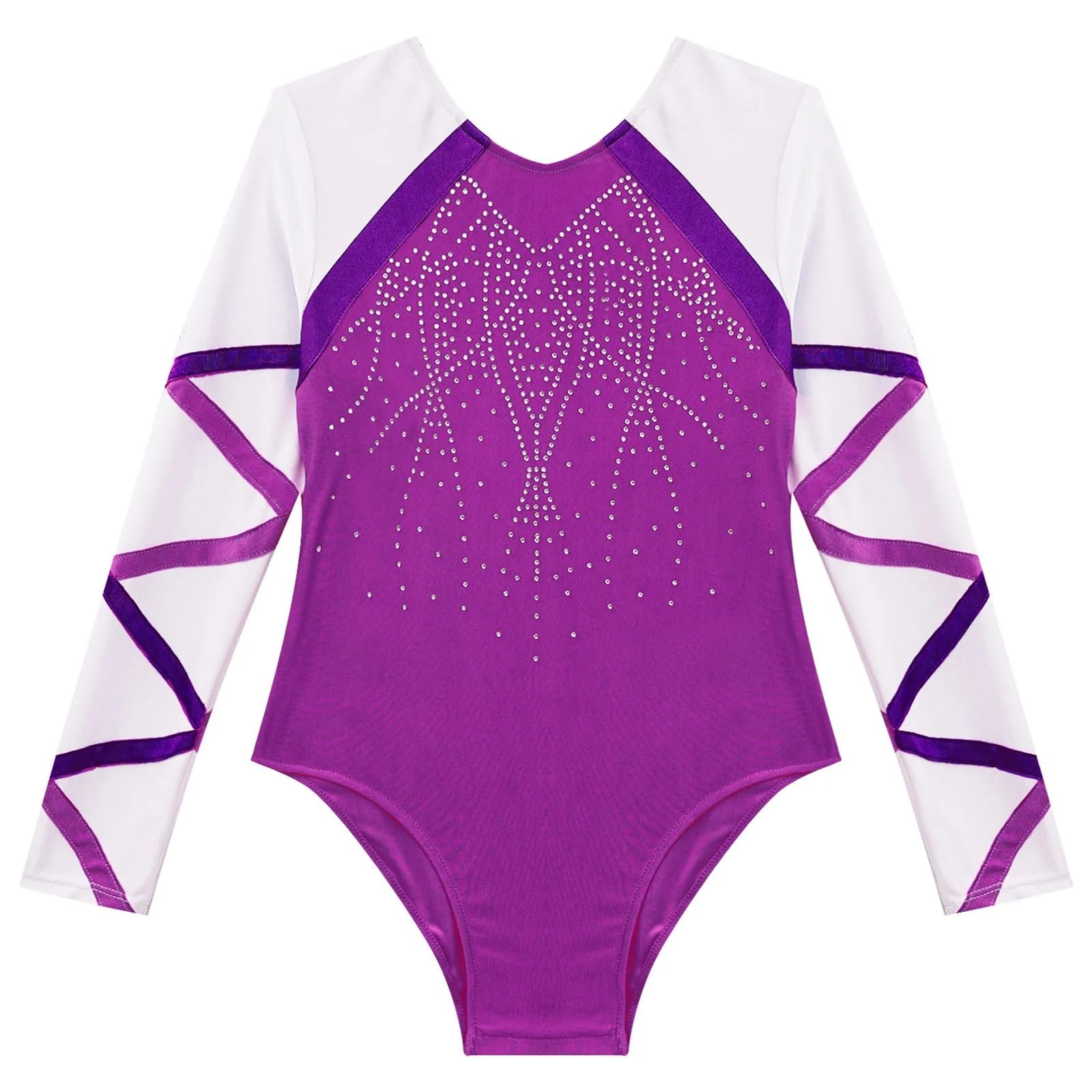 Maillot Gimnasia Ritmica Trajes de Gimnasia for niñas, Leotardos con Diamantes de imitación Brillantes, Body de Manga Larga con Pantalones Cortos, Ropa de Baile de Ballet(Black,6)