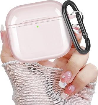 Newseego for Airpods 4th Generation Clear Case, Cute Transparent Soft TPU Case with Keychain for Women Girls Men Anti-Yellowing Anti-Scratch Shockproof Protective Cover for Airpods 4-Clear Pink