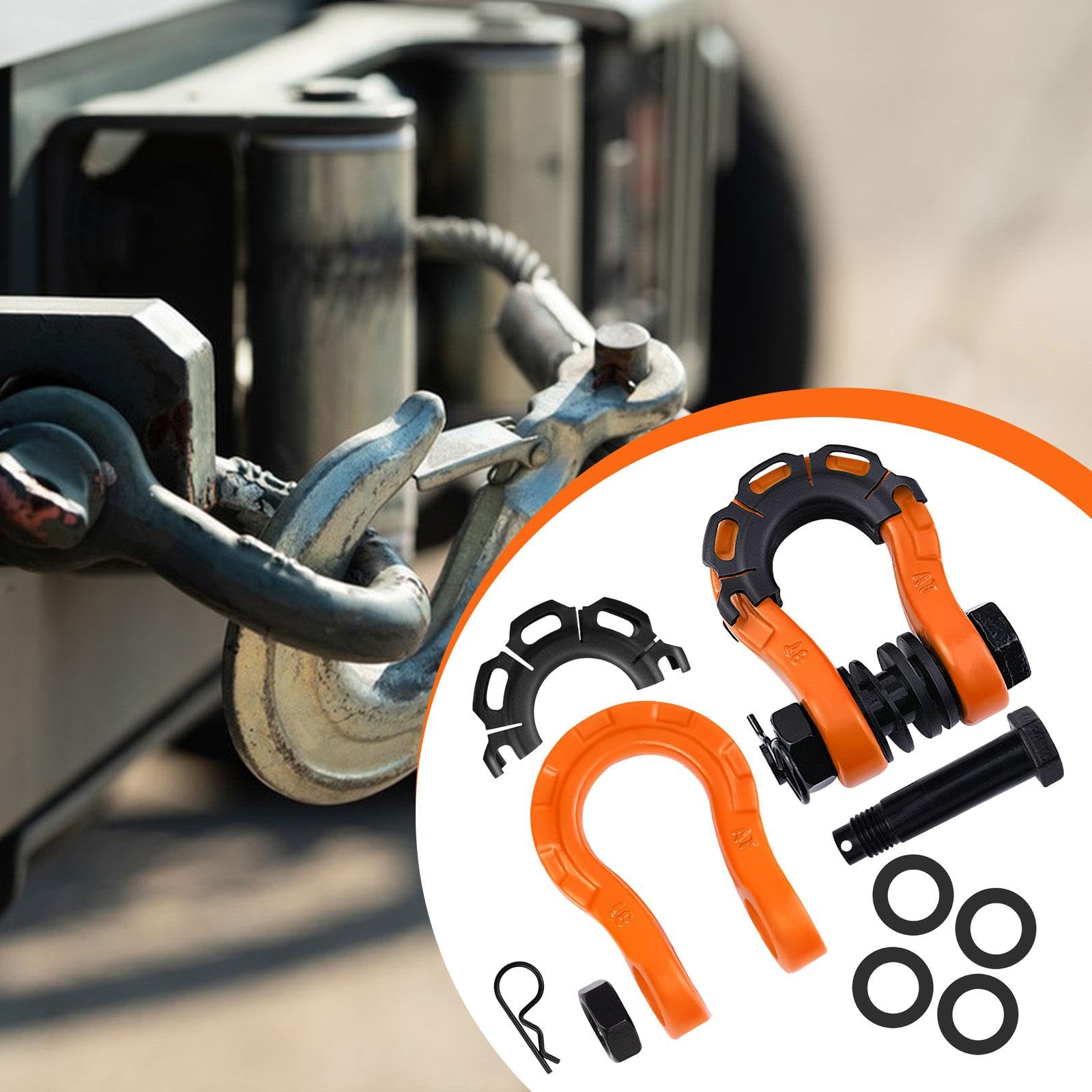 2 Pièces Manilles D Accessoires Remorquage Camion Faciles à Installer Construction Acier Carbone Force Élevée Convient pour Opérations SUV Off, Orange