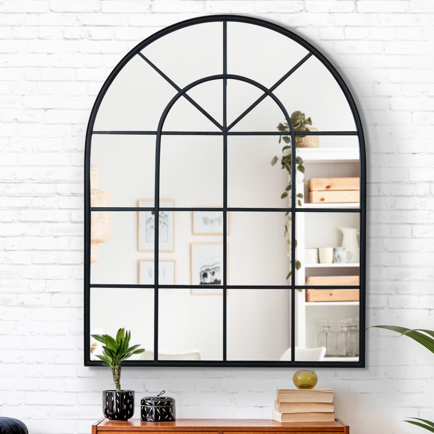 IDMarket - Espejo de arco de cristal de diseño industrial 80 x 100 cm