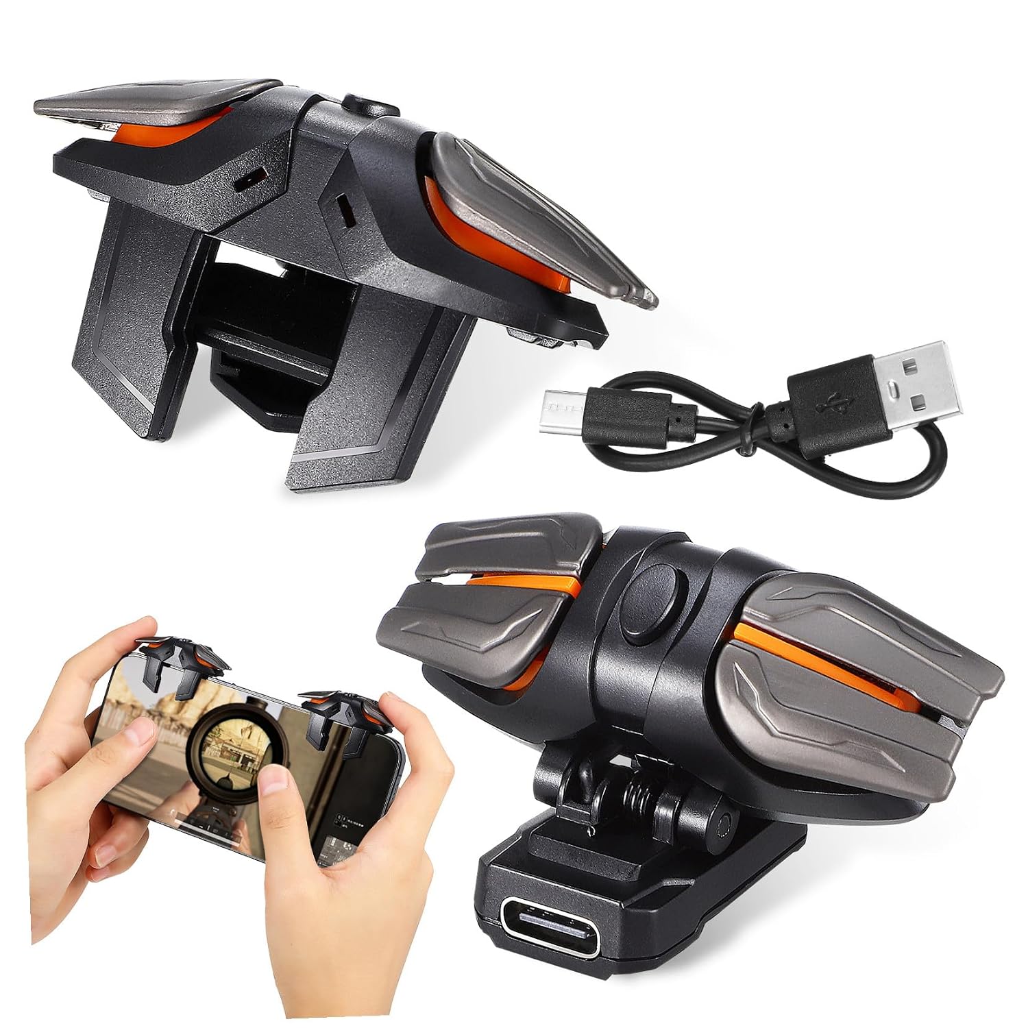 ULDIGI 1Set Mobile Game Triggers with Gloves Ergonomic Controllers for Non Design High Compatibility Comfortable Use Includes Charging Cable