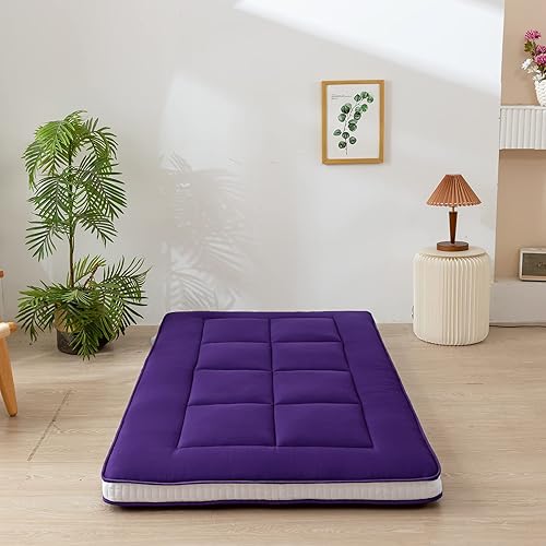 Miniatura 29 de MAXYOYO - Colchón tipo futón japonés, acolchado, para cama, extra grueso, plegable, transpirable, tumbona para el suelo, cama de invitados para Gris