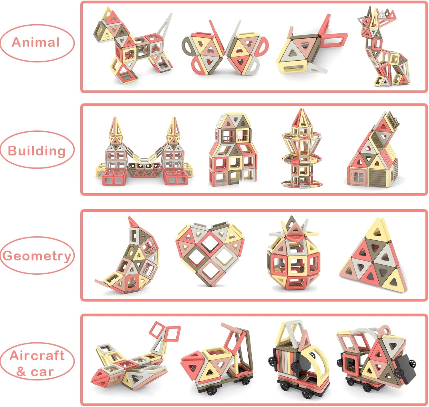 AOMIKS 151 PCS Set Magnetic Building Blocks Tiles for Kids Learning & Educational STEM Mini Building Toys for Girls and Boys Ages 3 4 5 6 7 8 Years Old 3D Magnetic Tiles