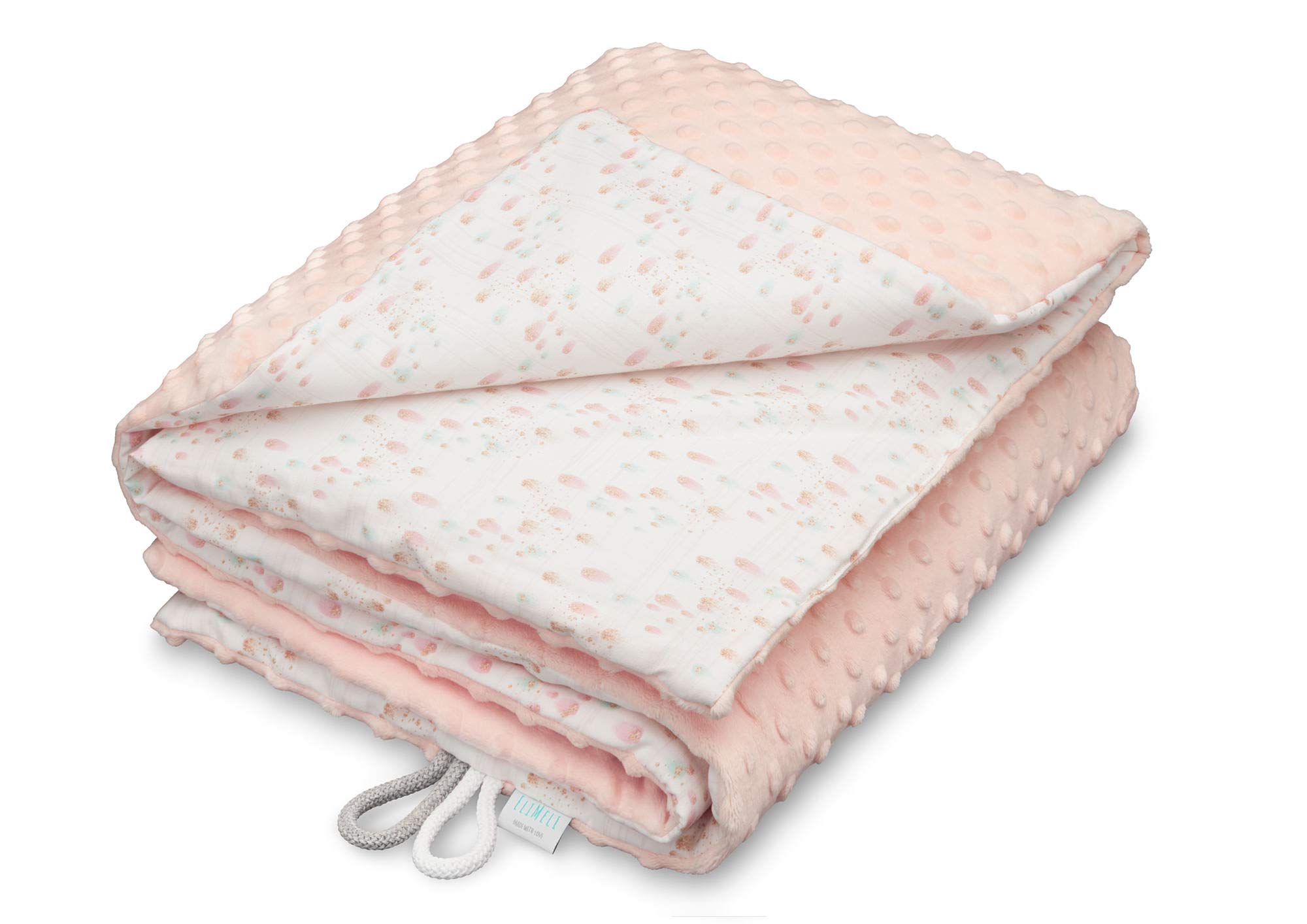 EliMeli - Coperta per gattonare, in cotone super morbido, imbottitura in pile Minky Polar 75 x 100 cm, ottima qualità, certificato Oeko-Tex Made in EUROPE (Peach - Boho Girl II)