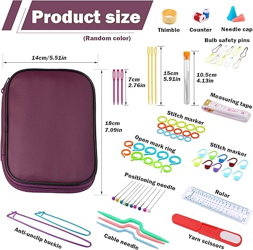 Miniatura 4 de Pnytty Ganchos de ganchillo, kit de 100 ganchos de ganchillo con estuche, incluye ganchos de ganchillo ergonómicos, accesorios de ganchillo, agujas