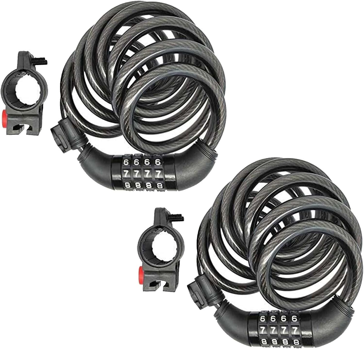 SEPOX 2PCS Large Combination Padlock & 2Pcs Pack 6FT Extra Long Cable Combination Bike Locks