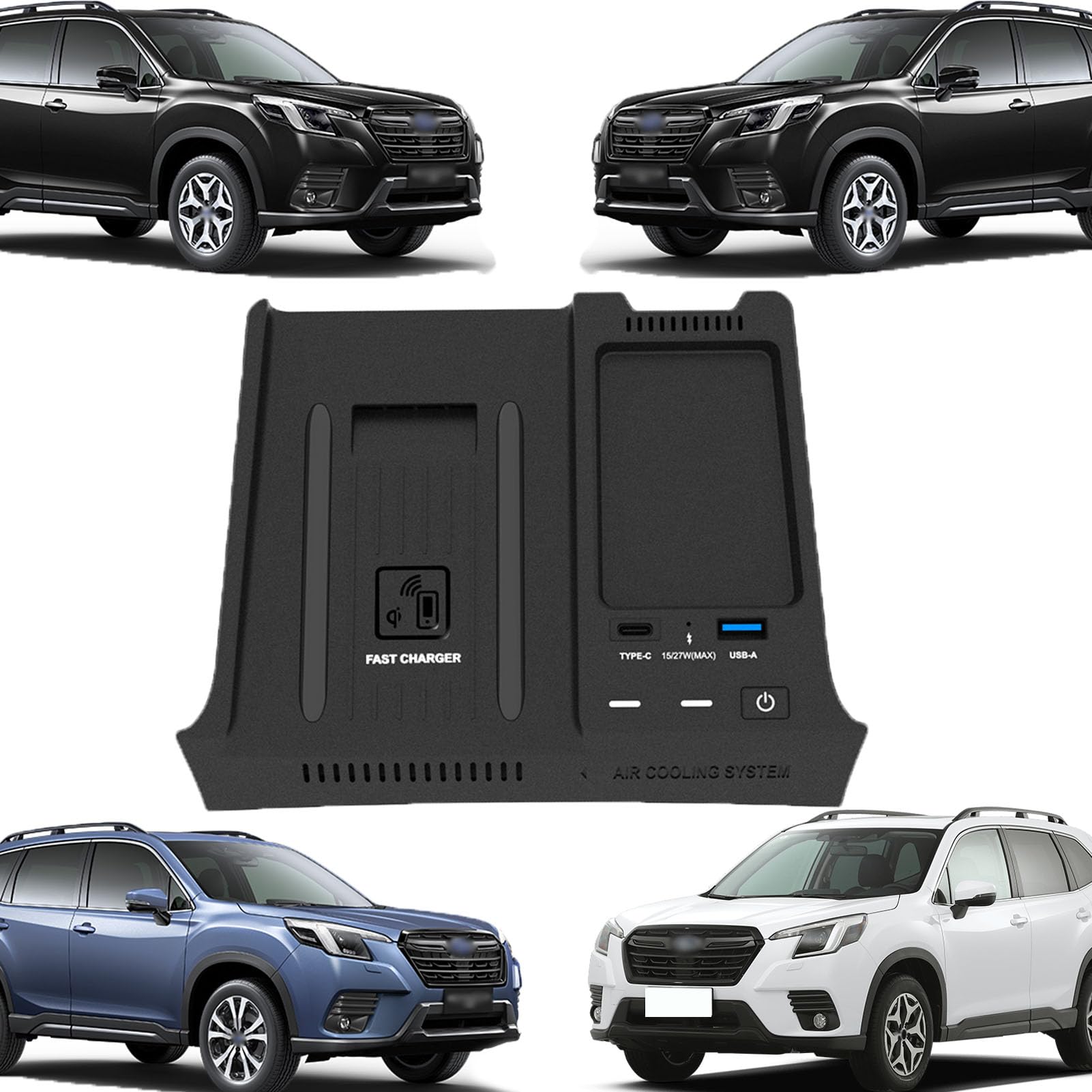 CenNa Caricabatteria per Auto Wireless per Subaru Forester (2019 2020 2021 2022 2023) Accessorio per Tutti I Modelli con Ricarica Rapida Wireless E USB Qc3.0 da 15 W Regalo per La Famiglia