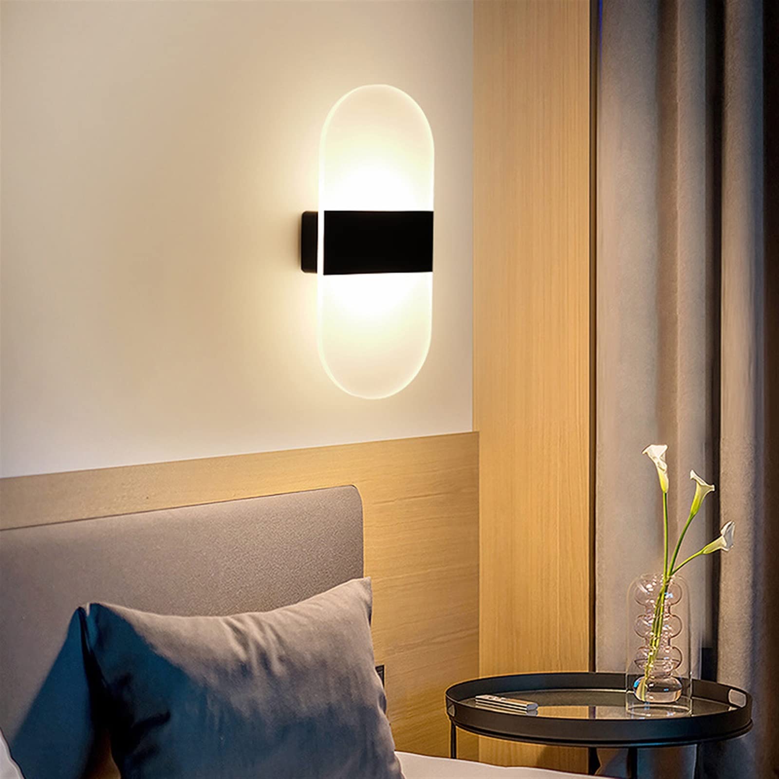 Luces de pared recargables para el hogar, interior, sensor de movimiento, iluminación para dormitorio, mesita de noche, pasillo, escalera (rectángulo, luz blanca, sensor de movimiento)