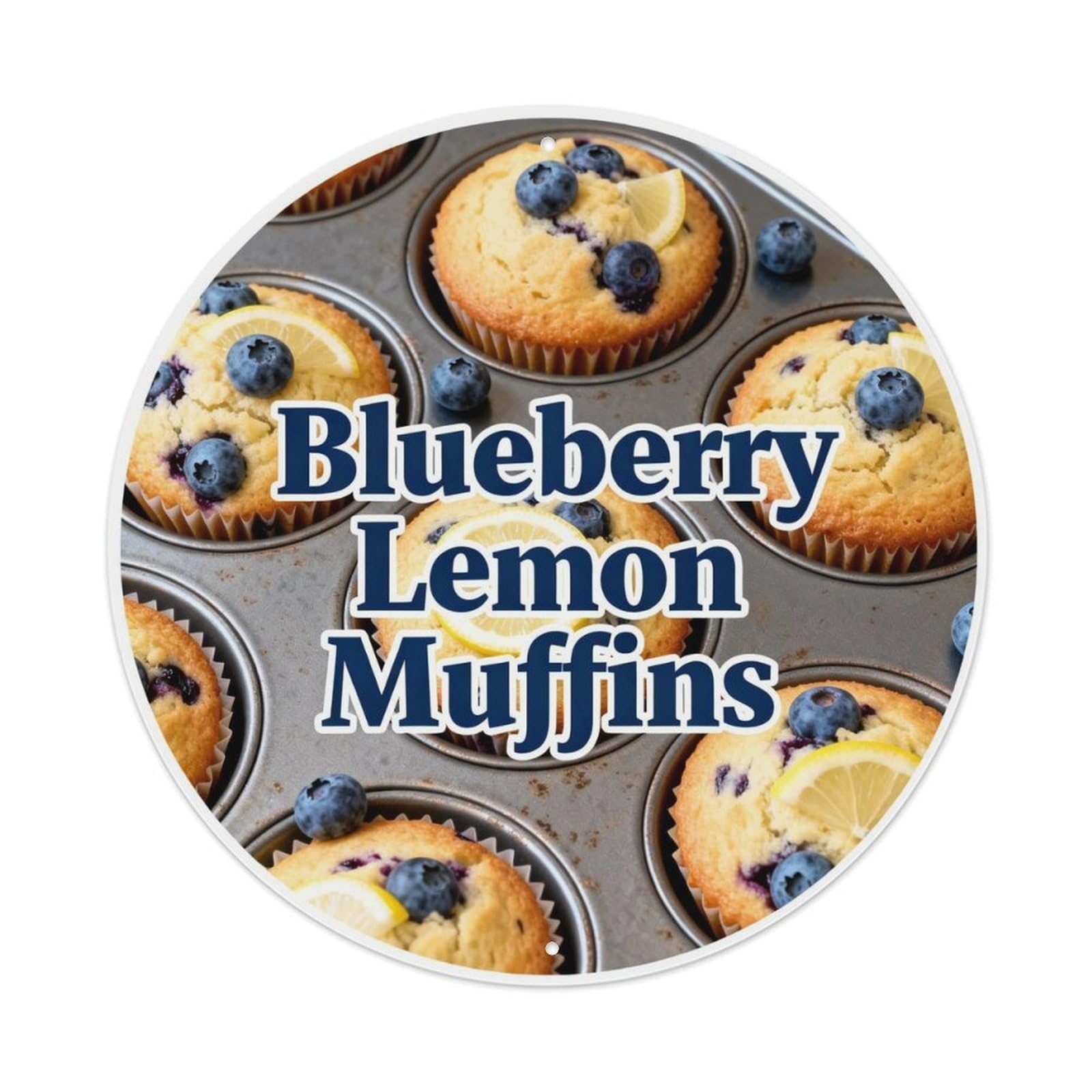 Blueberry Lemon Muffins Metal Tin Sign Plaque