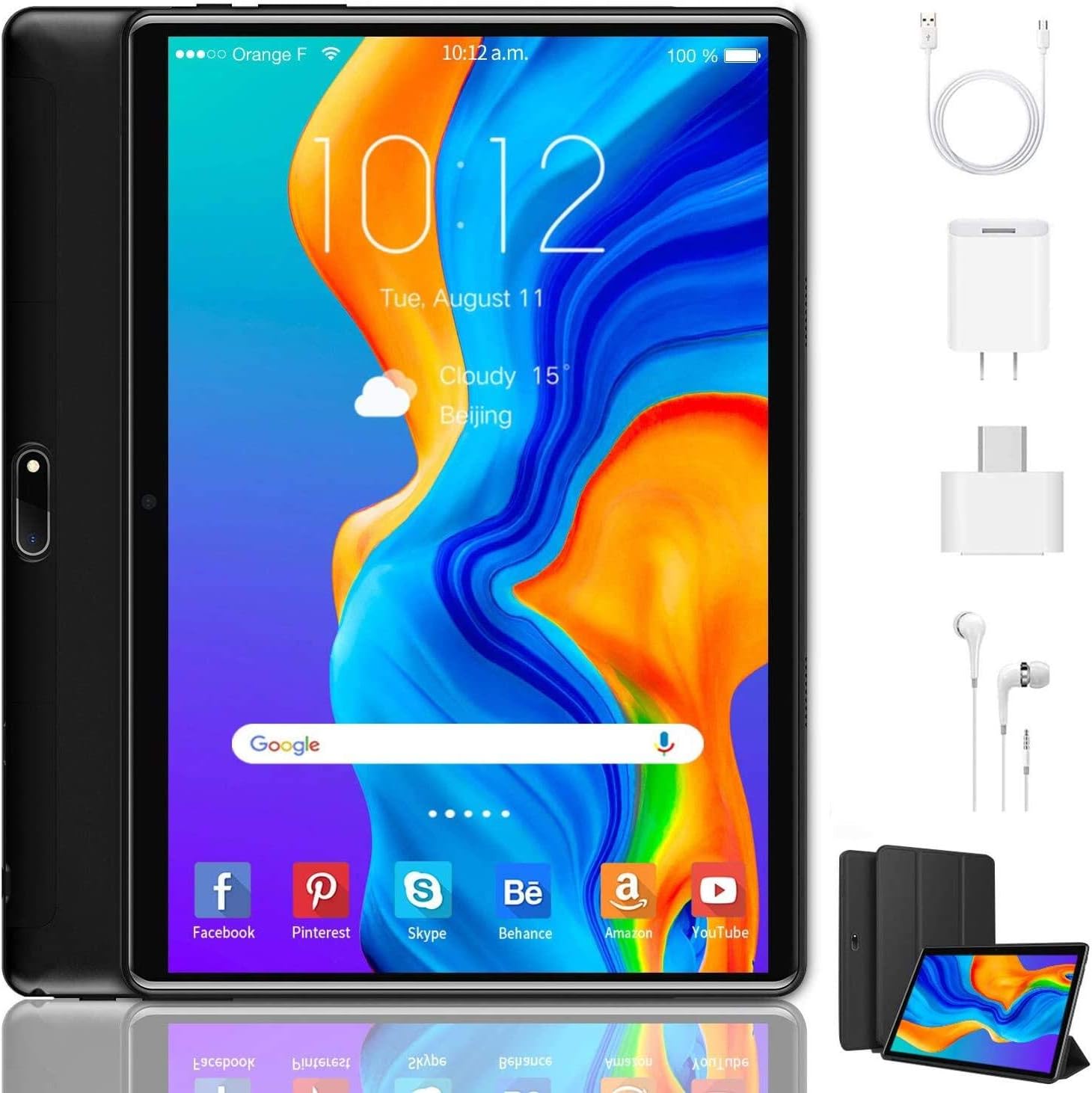 Tablet 10 Inch with Dual SIM 4G/5G WiFi, IPS/HD, 2GB RAM 32GB ROM/64GB 8500mAh, Android 7.1 Tablet PC Quad-Core Dual 8MP Camera, Mediapad Bluetooth/GPS/OTG Unlock Tablet with a Cell Phone (Black)