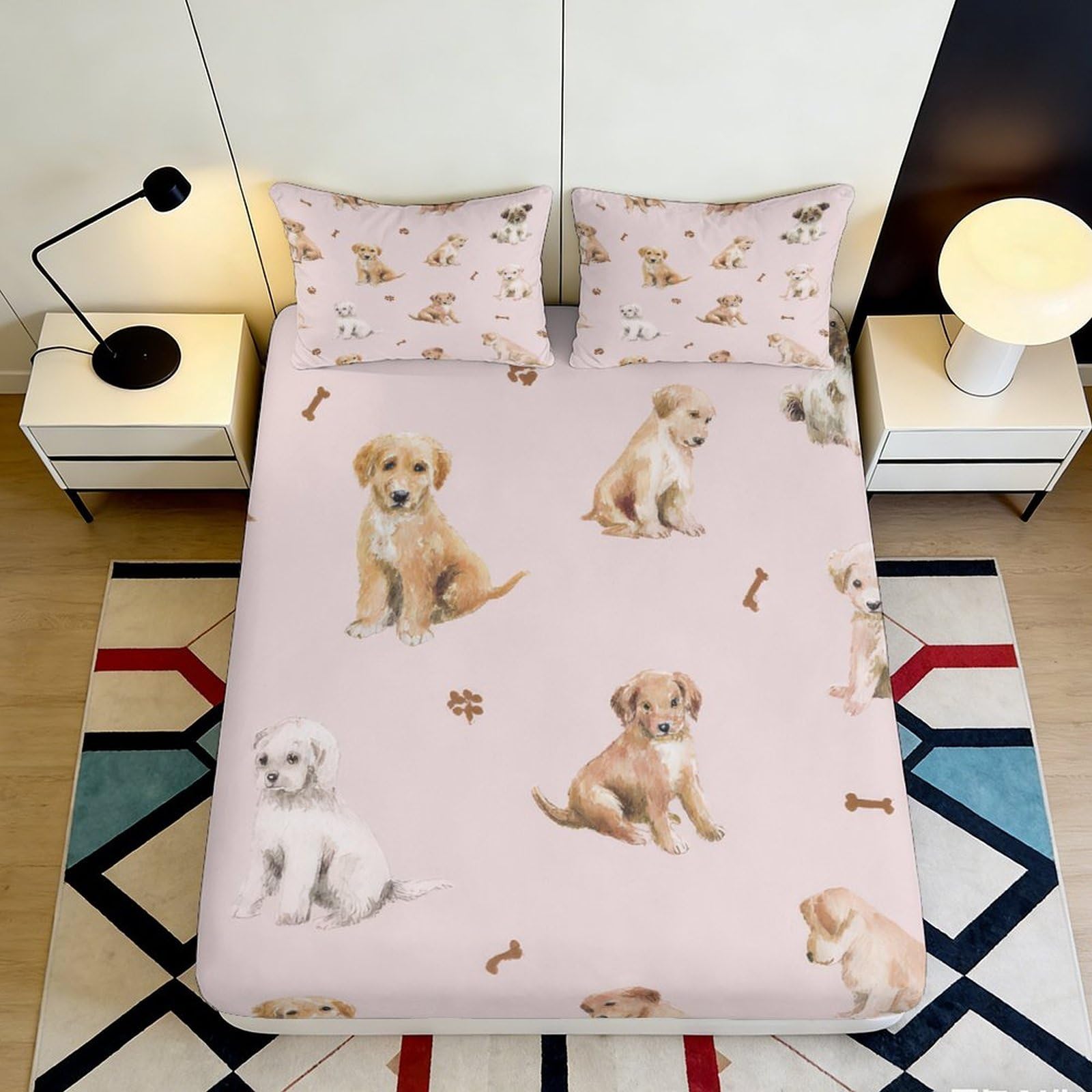 3D Printed Flame Tiger Fitted Sheet Microfiber Deep Pocket Non-Slip Bedding for Adults Flame Tiger Mattress Fitted Cover Washable 200x200x25cm