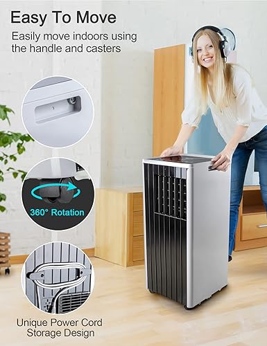 Miniatura 6 de IAGREEA Aire acondicionado portátil de 10,000 BTU, unidad de CA portátil para habitaciones de hasta 250 pies cuadrados con deshumidificador, modos