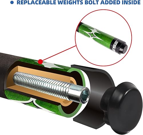 Miniatura 4 de GSE Games & Sports Expert Tacos de billar de madera dura de arce canadiense de 2 piezas de 58 pulgadas para hombresmujeres, uso doméstico o
