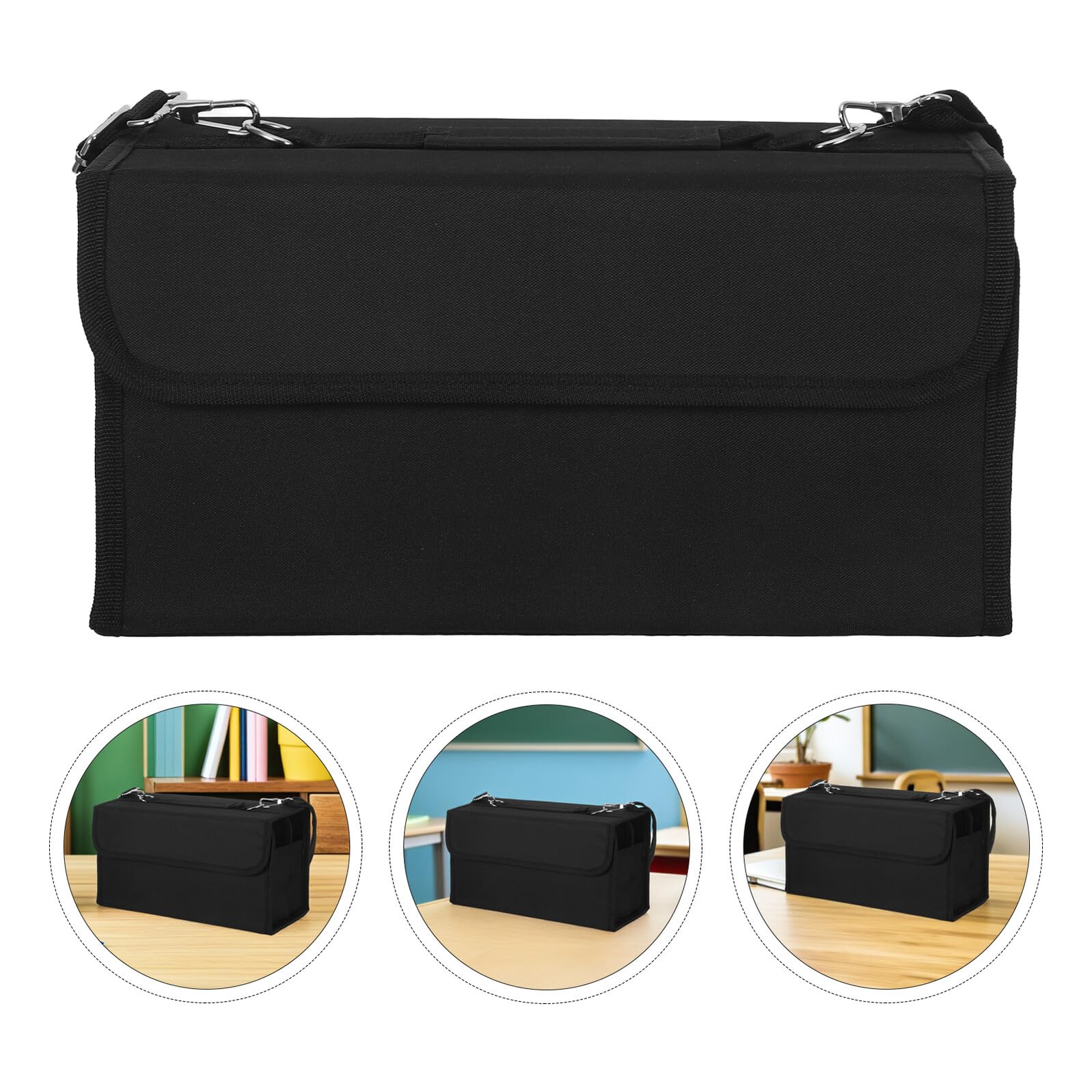 Custodia per Pennarelli con Maniglia per Trasporto Comodo e Protezione Sicura con 80 Scomparti Nero Porta Pennarelli Artistici e Materiali da Ufficio per Hobby Creativi e Arte