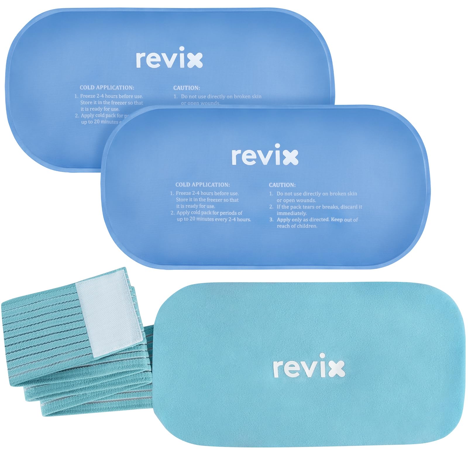 REVIX Cold Packs for Injuries, 2 Gel Packs, Soft and Flexible Hot & Cold Compress Large Ice Pack Wraps for Back, Knee, Leg and Ankle, Enhancing