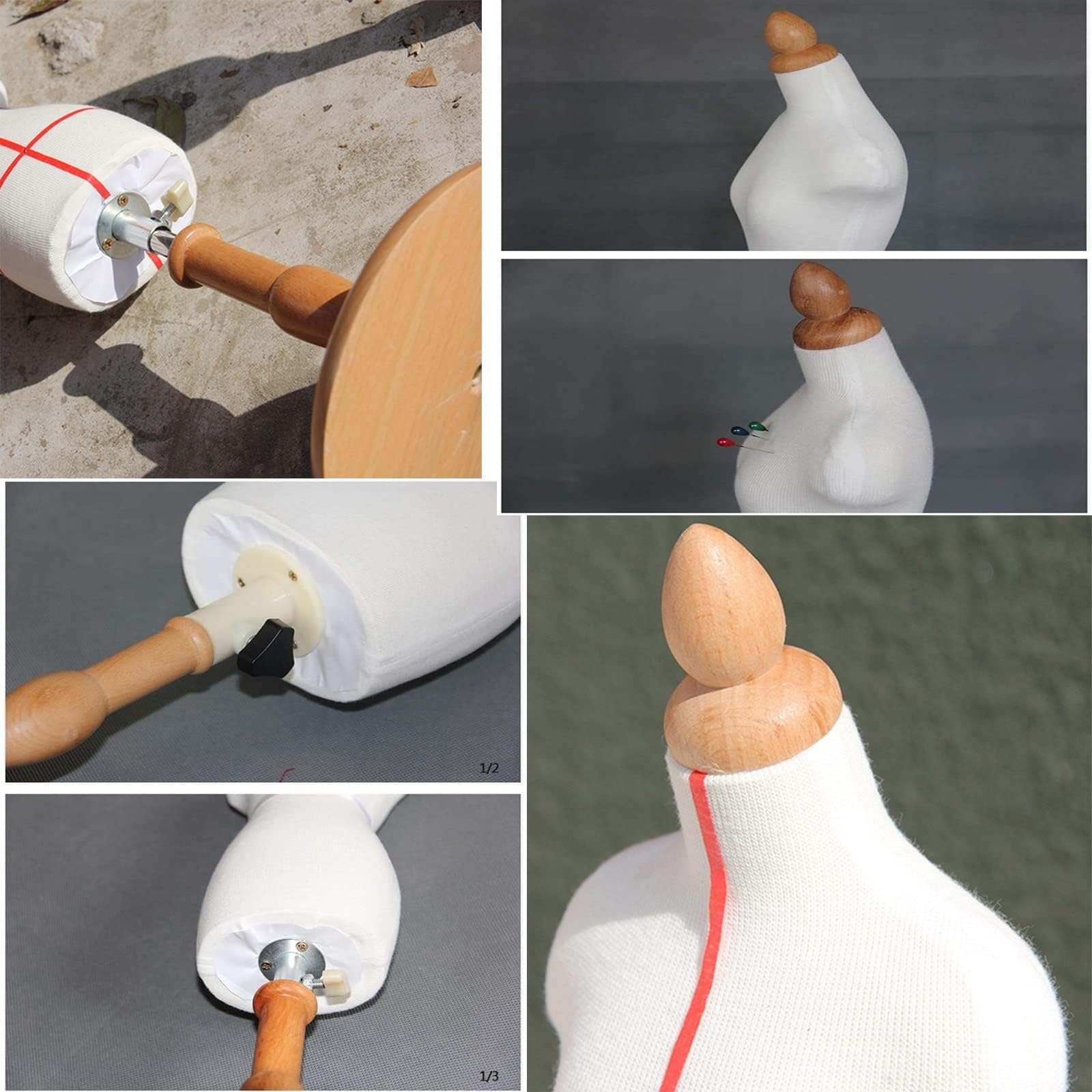 Schneiderpuppe Schneiderpuppe Mode Mini Schaufensterpuppe Kleid Form – Abnehmbarer und verstellbarer Massivholzsockel – weiblicher Halbmaßstab Drapierständer