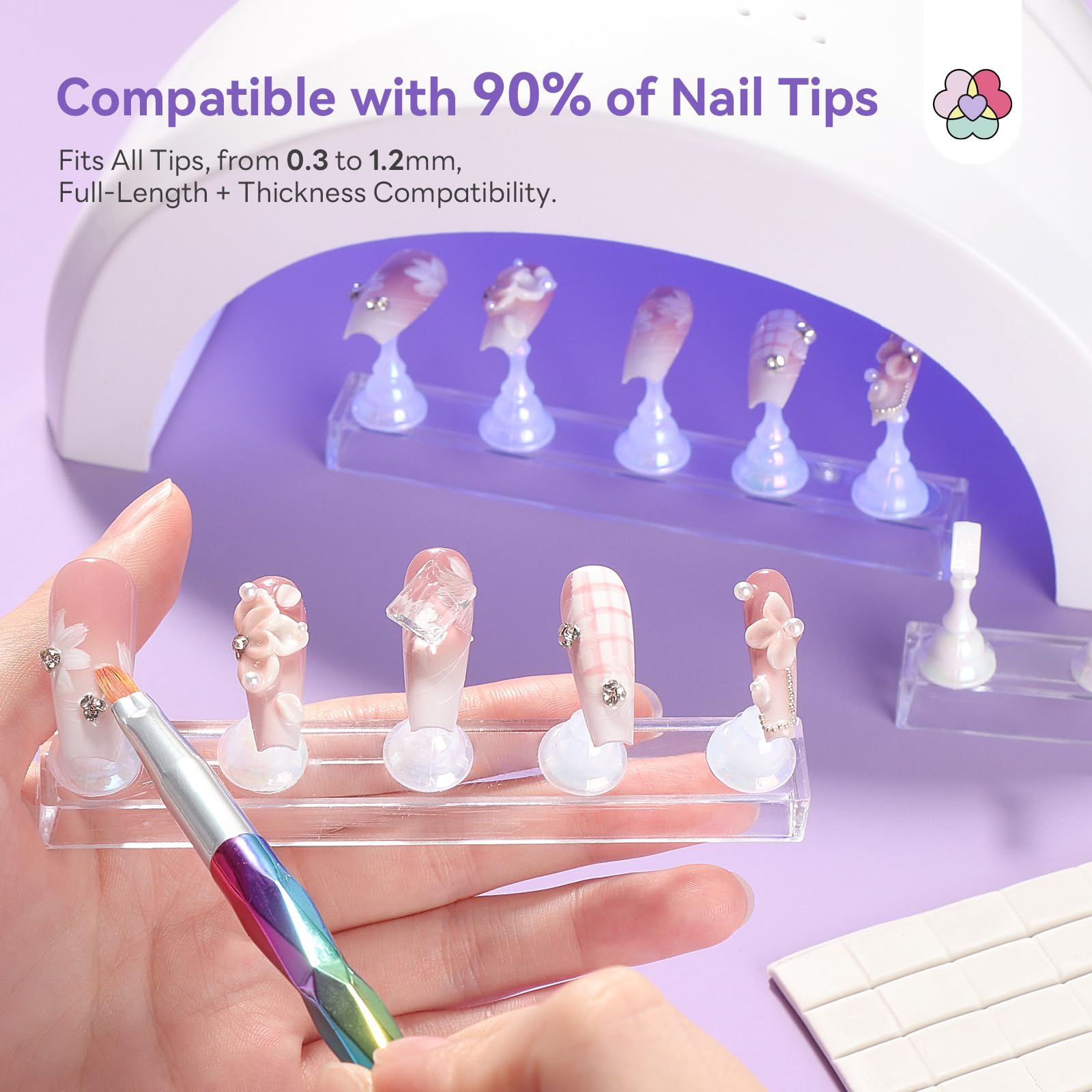 Saviland Essentials Nail Stand: Strong Magnetic Nail Holder for Painting Nails Aurora & Unicorn Design Nail Stand for Press Ons All Nail Tips Compatible for Beginner Home DIY Tool - Image 3