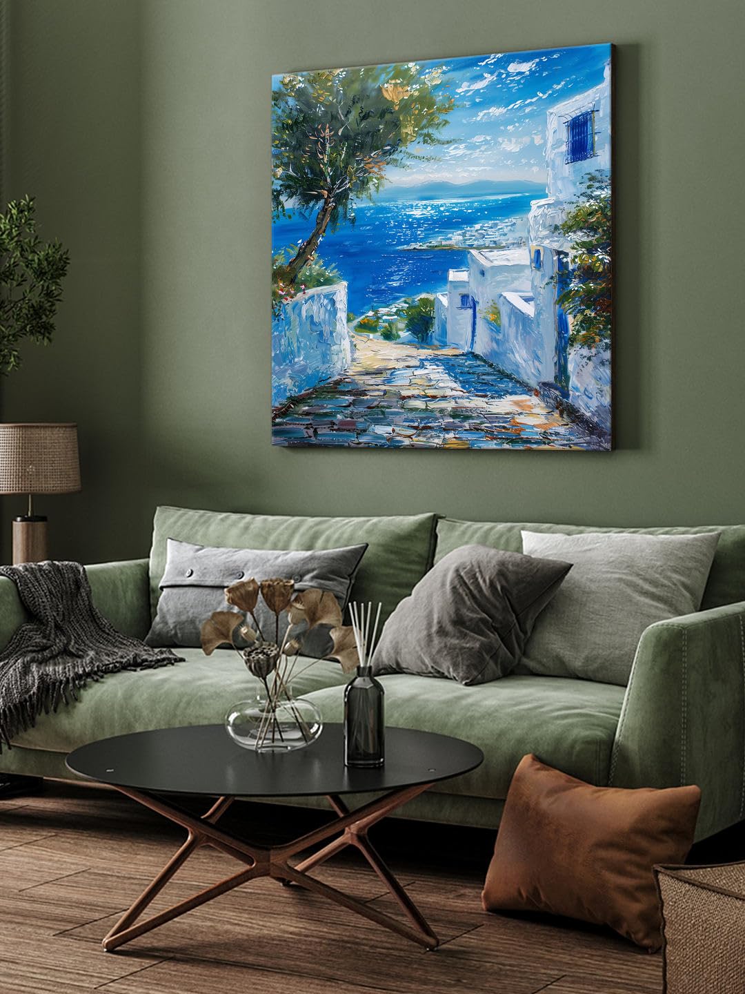 999STORE Mediterranean Street View Canvas-Wrapped Painting, 36X36