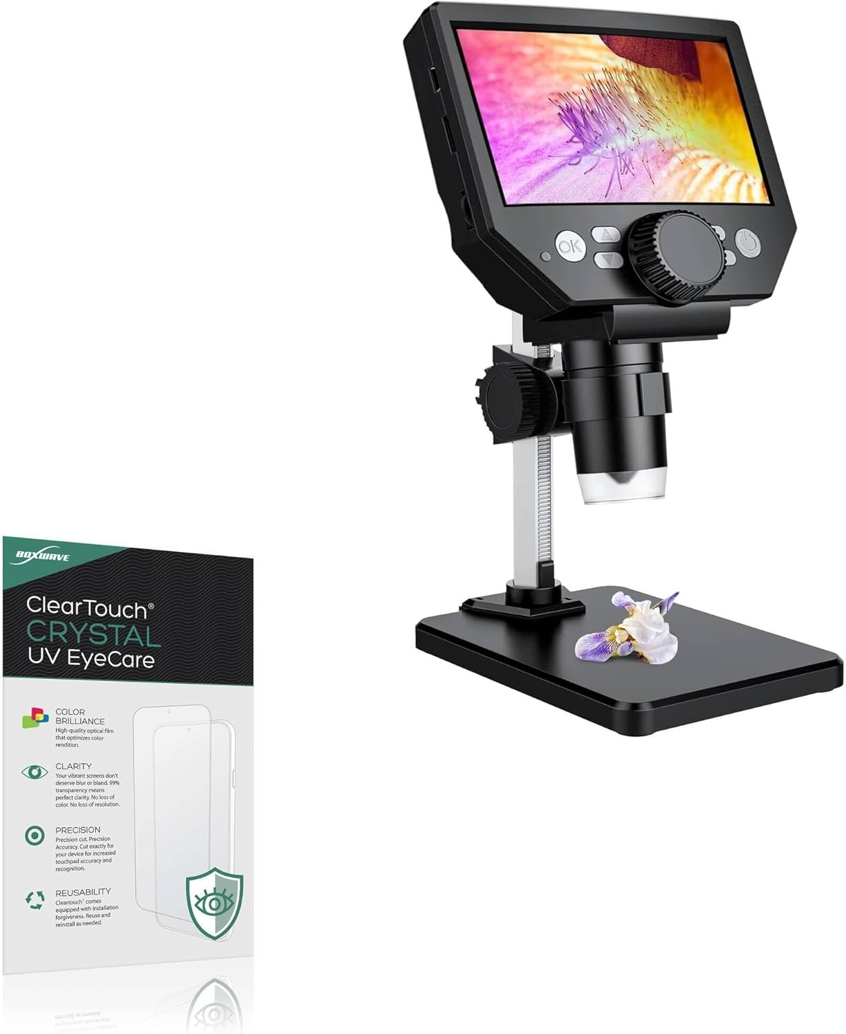 BoxWave Screen Protector Compatible With PalliPartners 1080P Microscope (4.3 in) - ClearTouch Crystal Anti-UV EyeCare (2-Pack), Filters out Harmful Blue Light Reduce Fatigue