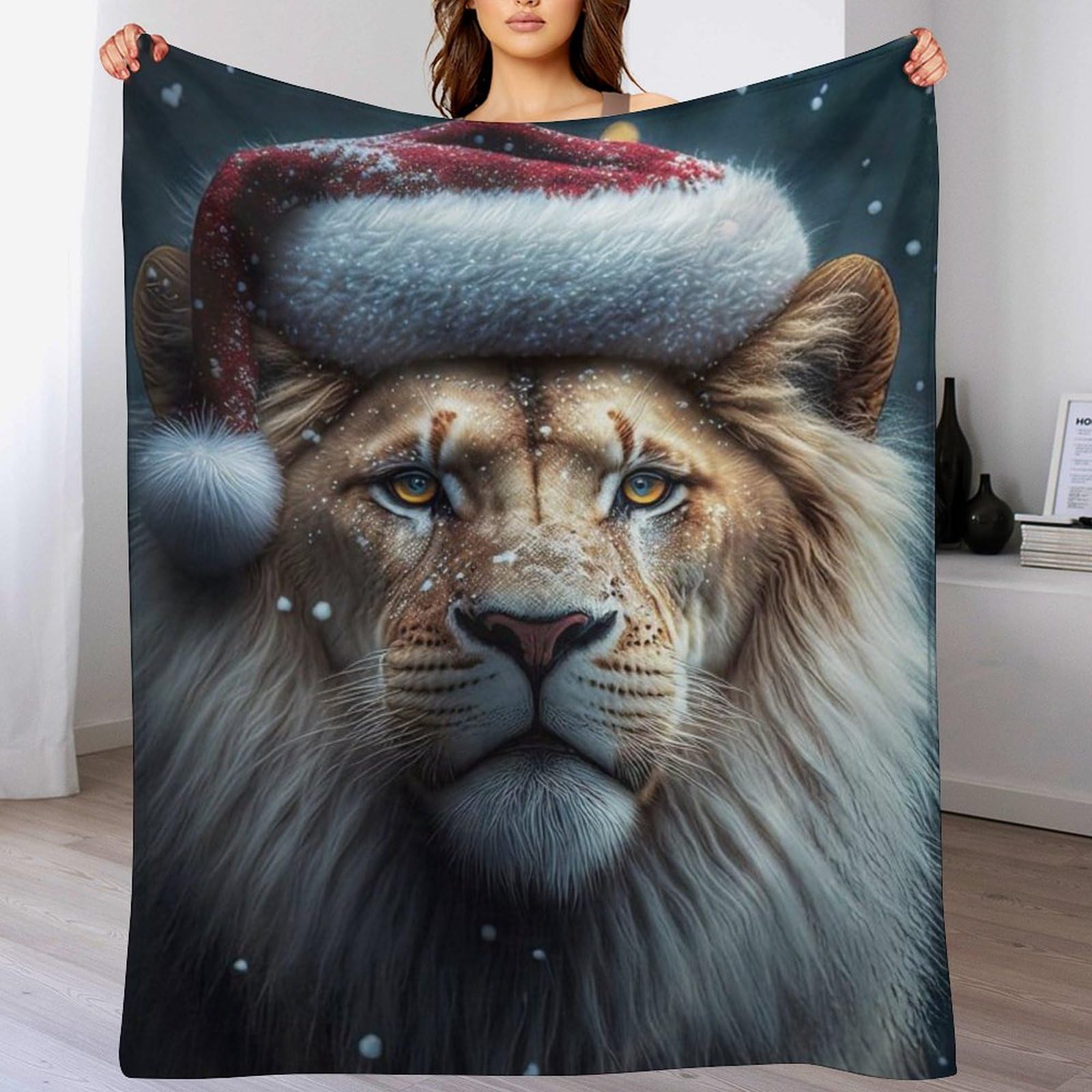 Lion Flannel Throw Blanket, Super Soft Fuzzy Warm, Lightweight Fluffy Plush Blanket for Bed Sofa Couch Travel Nap Throws Blanket（180×200cm）