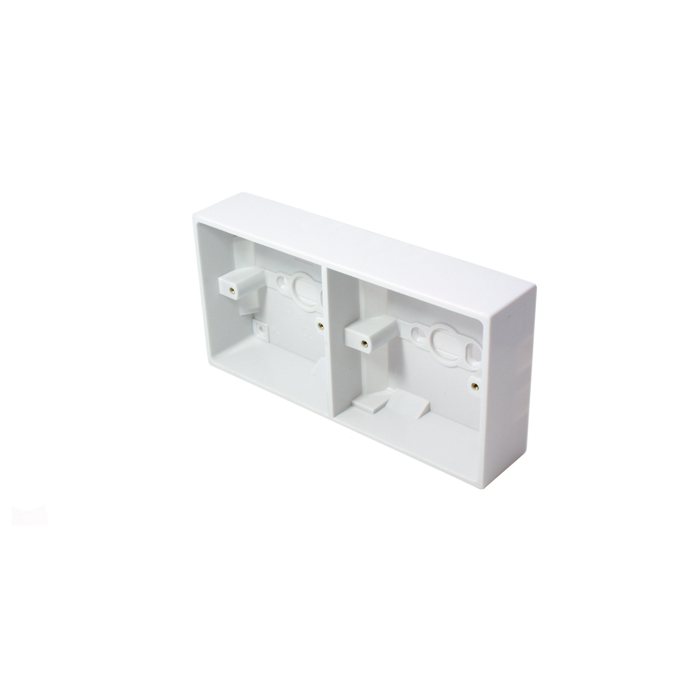 Loops 35Mm Deep Dual Plastic Surface Mounted Back Box - 2 Gang Wall Pattress Outlet
