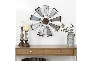 Glitzhome Farmhouse Galvanized Windmill Wall Sculpture