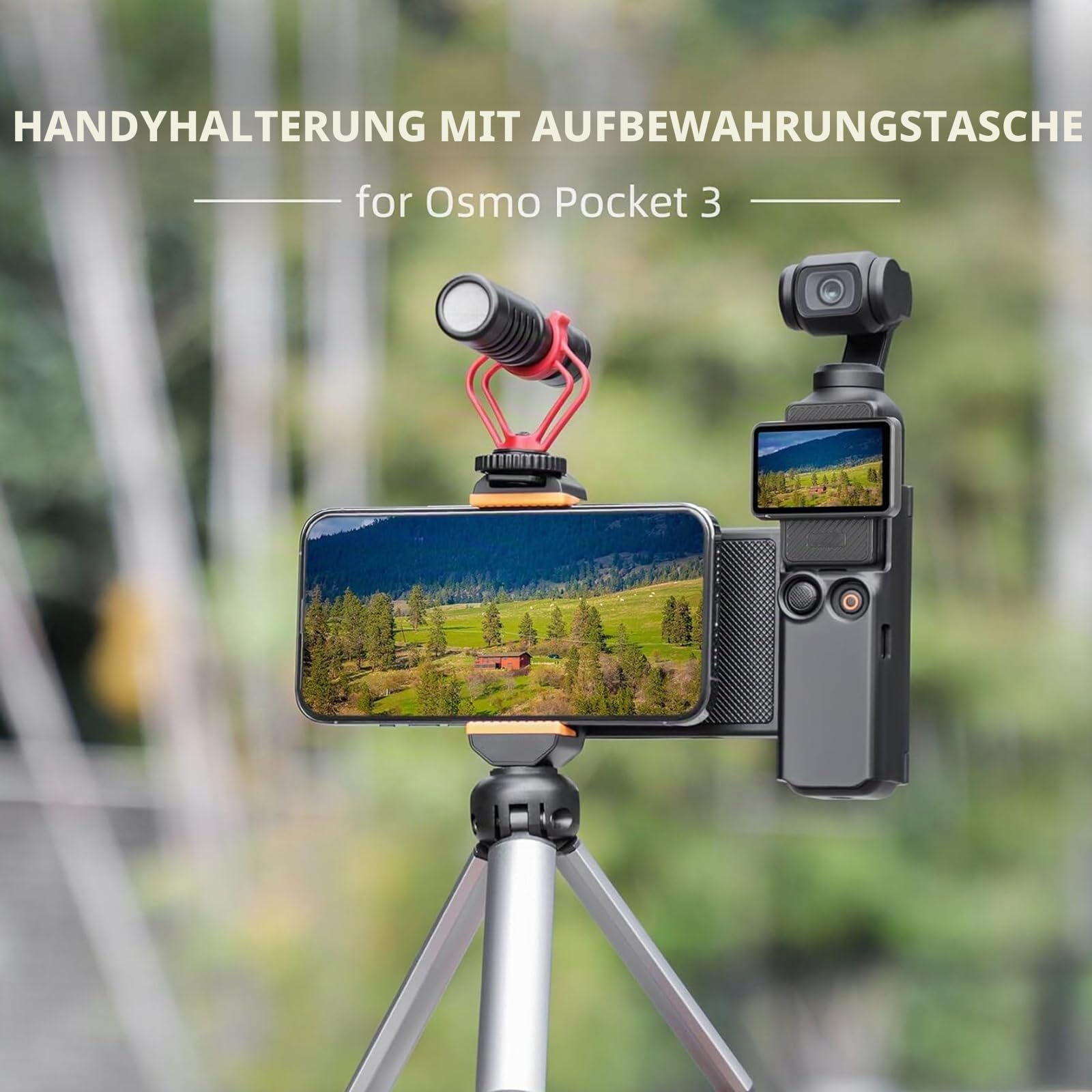 Handy-Halterung für DJI Osmo Pocket 3, Erweiterungszubehör, Smartphone-Handyhalterung mit Aufbewahrungstasche