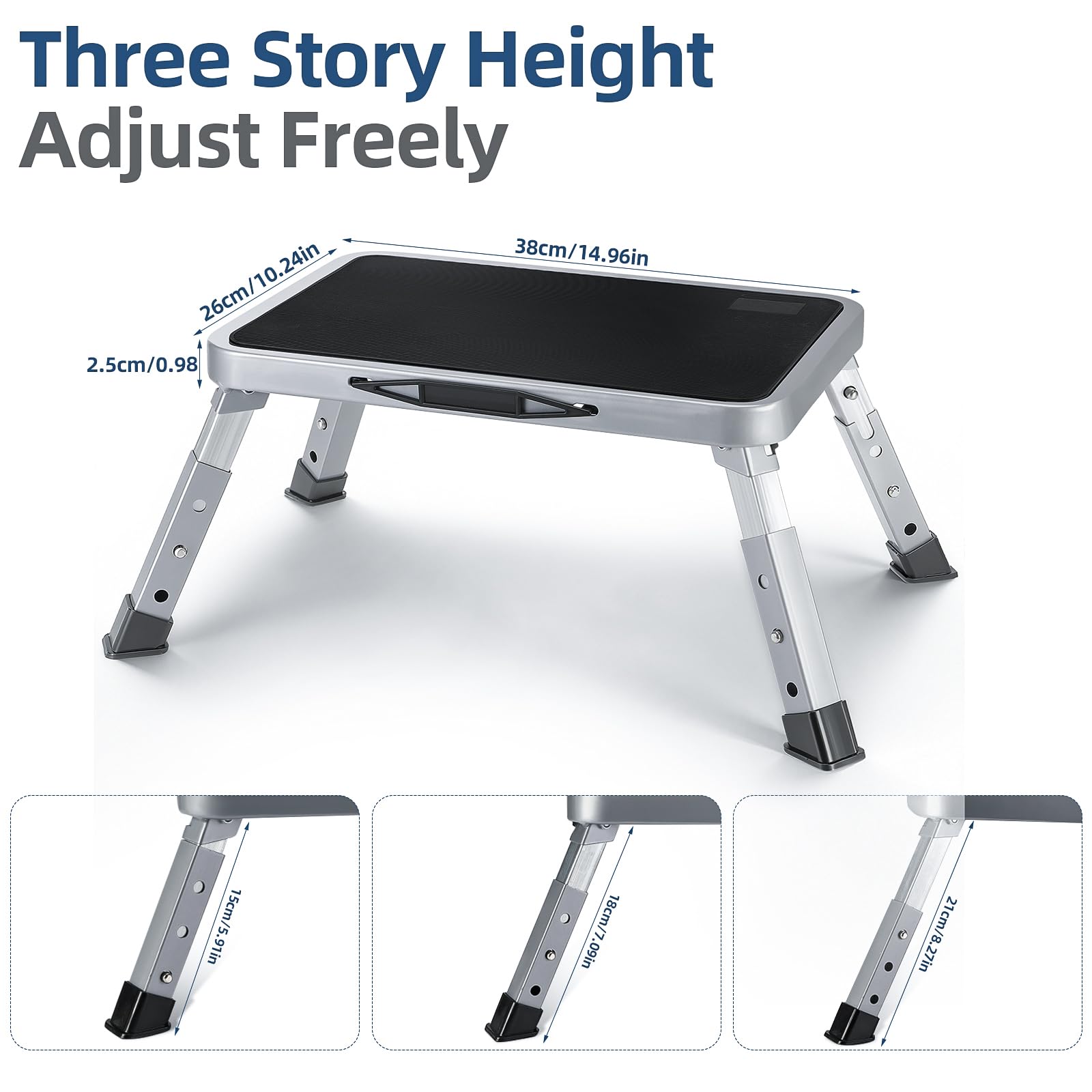 Taburete Plegable Portatil Cocina,Taburete Plegable con 3 Nivele,Banco Plegables Portatil 150kg Capacidad de Peso,Escalera Multifuncional Portátils y Plataforma Antideslizante para Cocina,Dormitorio