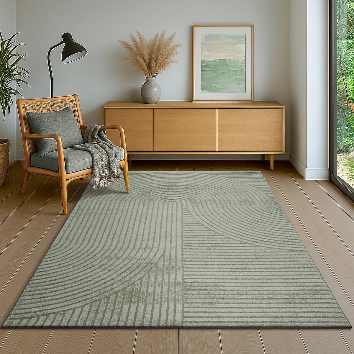 the carpet Everest - modern short pile with high-low effect, 3D effect, high pile density and pleasantly soft, Green, 120 x 170 cm โ image 1