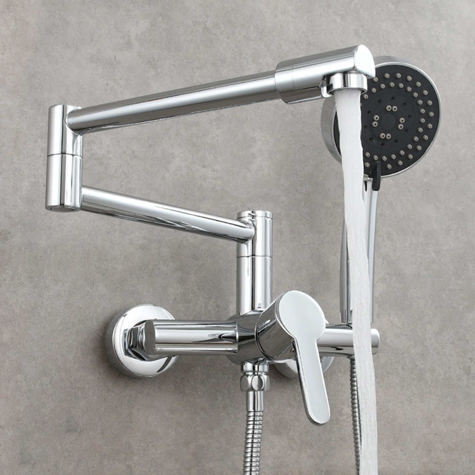 JYBNBBE Bathroom Taps Mixer Mixer Tap Shower Attachment for Bath Foldable Hot and Cold 360° Rotation Wall Mounted Bath Tub Shower Mixer Taps for Bathroom Chrome (Chrome A)
