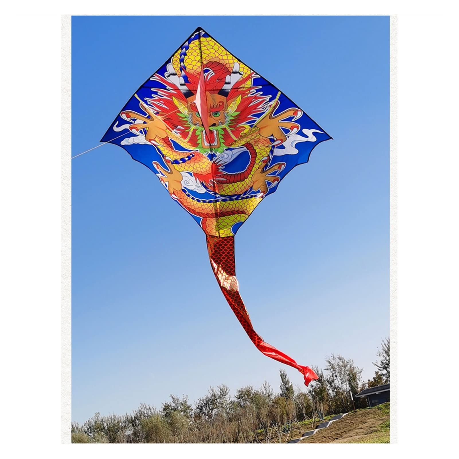 Cometa para niños, juego de cometa china de dragón, cometa para adultos y niños, cometa fácil de volar, cometa de cola larga con línea de cometa colorida de 400 m