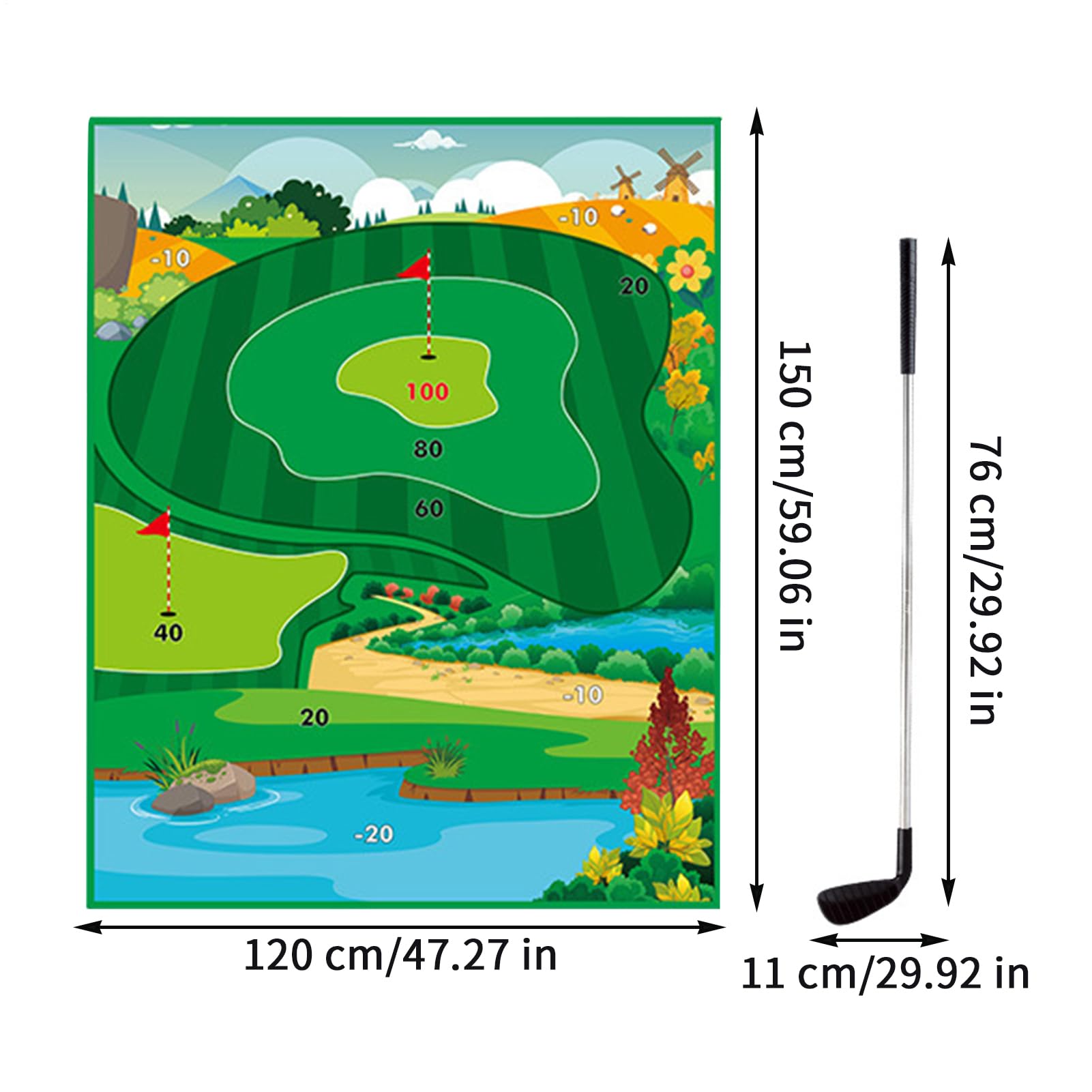 Battle Golf Chipping Game, mata do ćwiczeń dla dzieci, interaktywny zestaw treningowy z putterem i zieloną matą do użytku wewnątrz