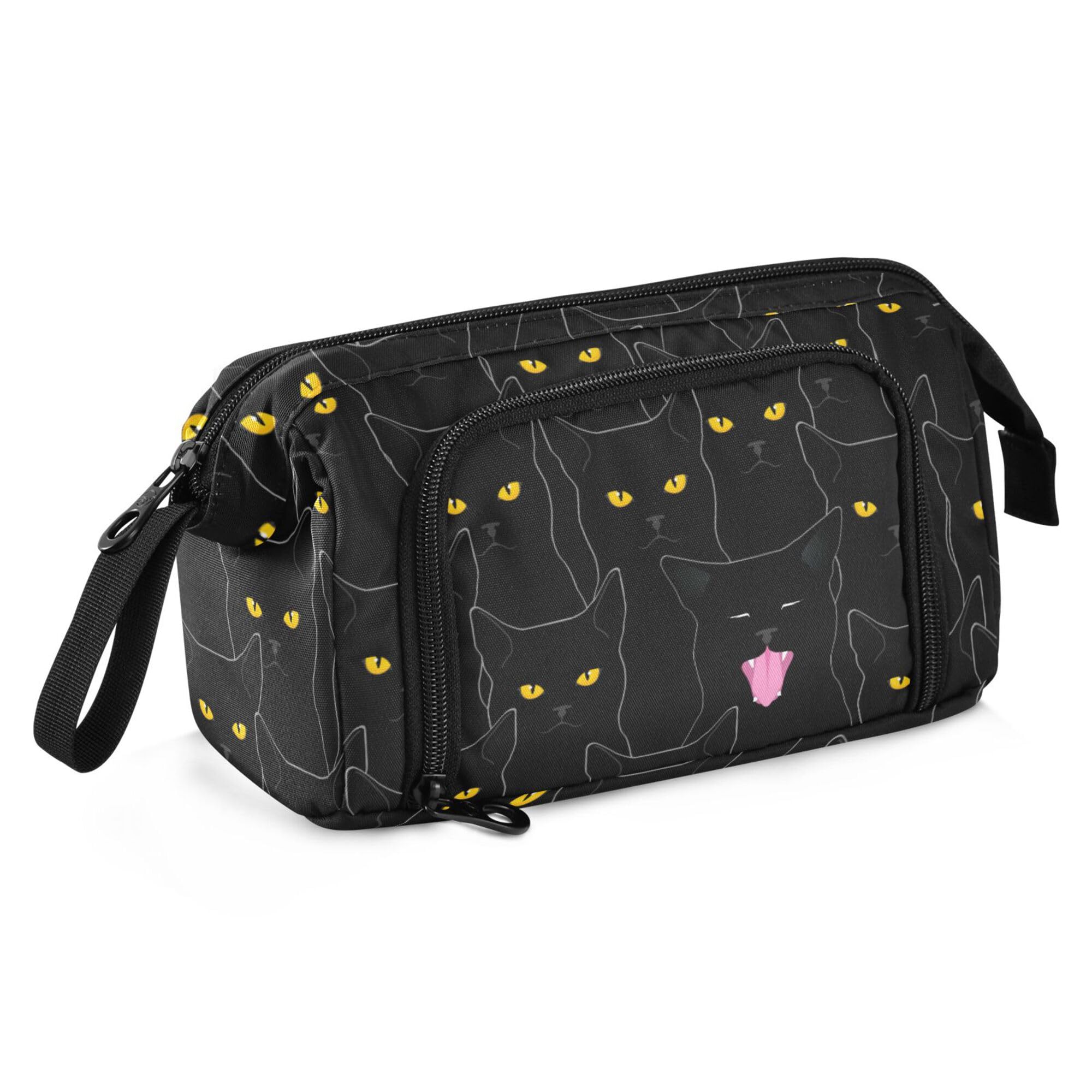 Fisyme Black Cats Pattern Pencil Case Large Capacity Pencil Pouch Pen Bag Box Big Makeup Pencil Case Organizer