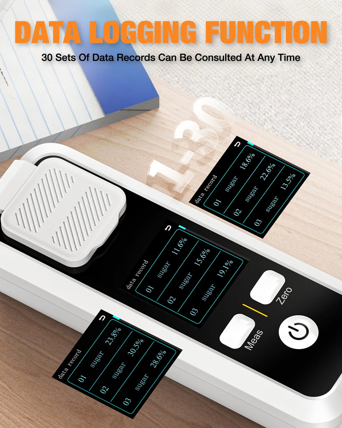 Digitaler Brix Refraktometer, Zucker Refraktometer Bereich 0-32% Brix ±0.2% Präzision Automatische Temperaturkompensation Elektronische Brix Obstzucker Messgerät für Obst, Säften, Gemüse