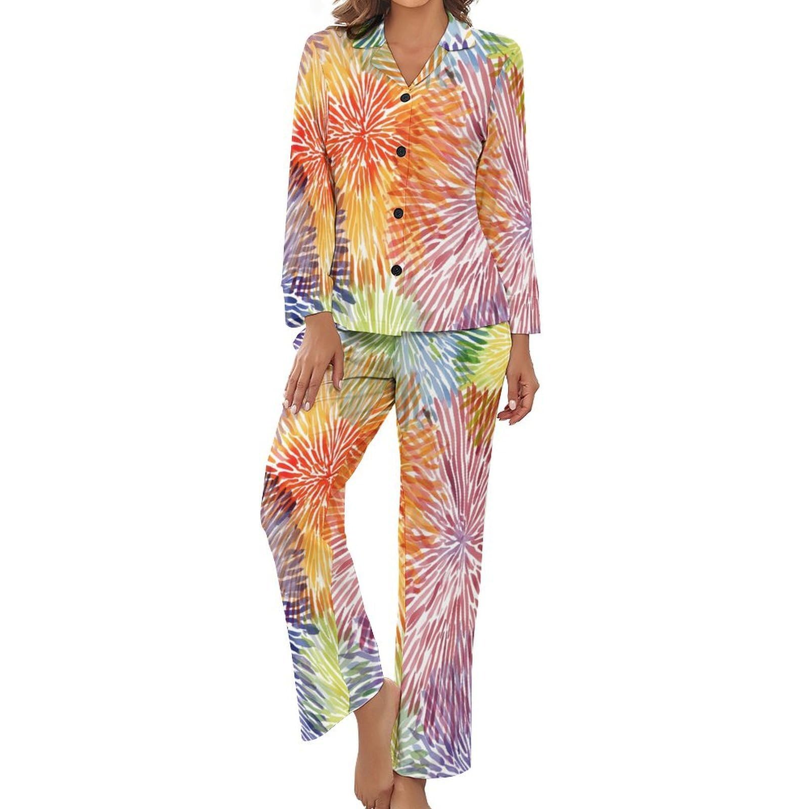 Pyjama femme grande taille d'été imprimé coloré - 8