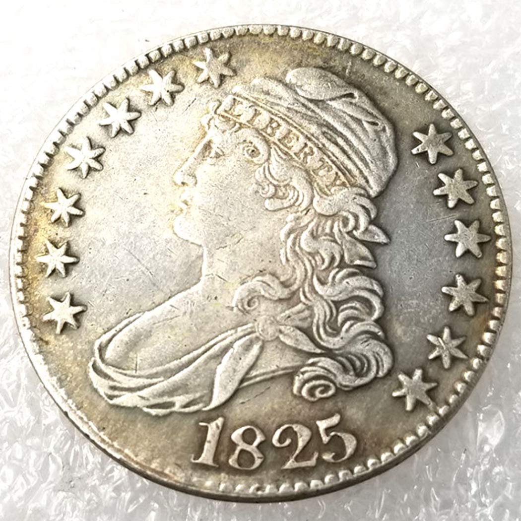 LKTingBax 1825 Rare Liberty Morgan Dollars 50-Cents Old Coin -American US Old Coin - Uncirculated Hobo Nickel USA Morgan Dollar Coin Type Making Life Easier