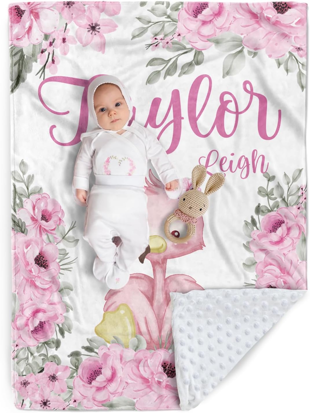 Personalized Baby Blanket - Nursery Bed Blanket for Boy Girl Toddler, Custom Name Infant Bedroom Nursery Decor, (30”x40)