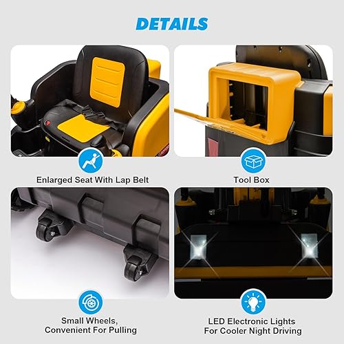 Miniatura 8 de JOYLDIAS Excavadora y excavadora giratoria de 360 grados, 12V12AH, retroexcavadora de juguete con ruedas de diseño de pista para todo terreno,