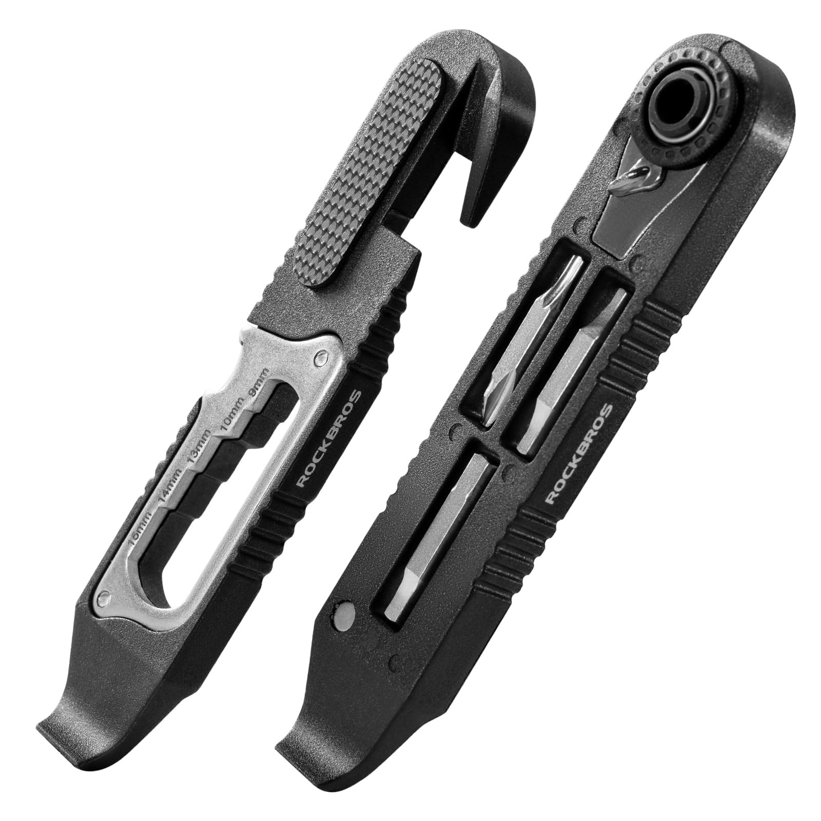 ROCKBROS Fahrrad Multifunktionswerkzeug, 16 in 1 Multitool Fahrrad Werkzeug mit Ratschenschlüssel, Reifenheber, Mini Tool Set Reparaturset für Reifenwechsel und Unterwegs