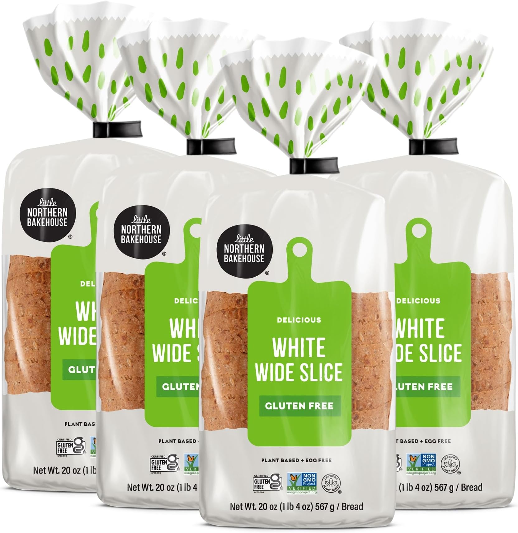 Little Northern Bakehouse Wide Sliced White Gluten Free Bread, Non-GMO and Allergy-Friendly (4 pack, 20. oz each)