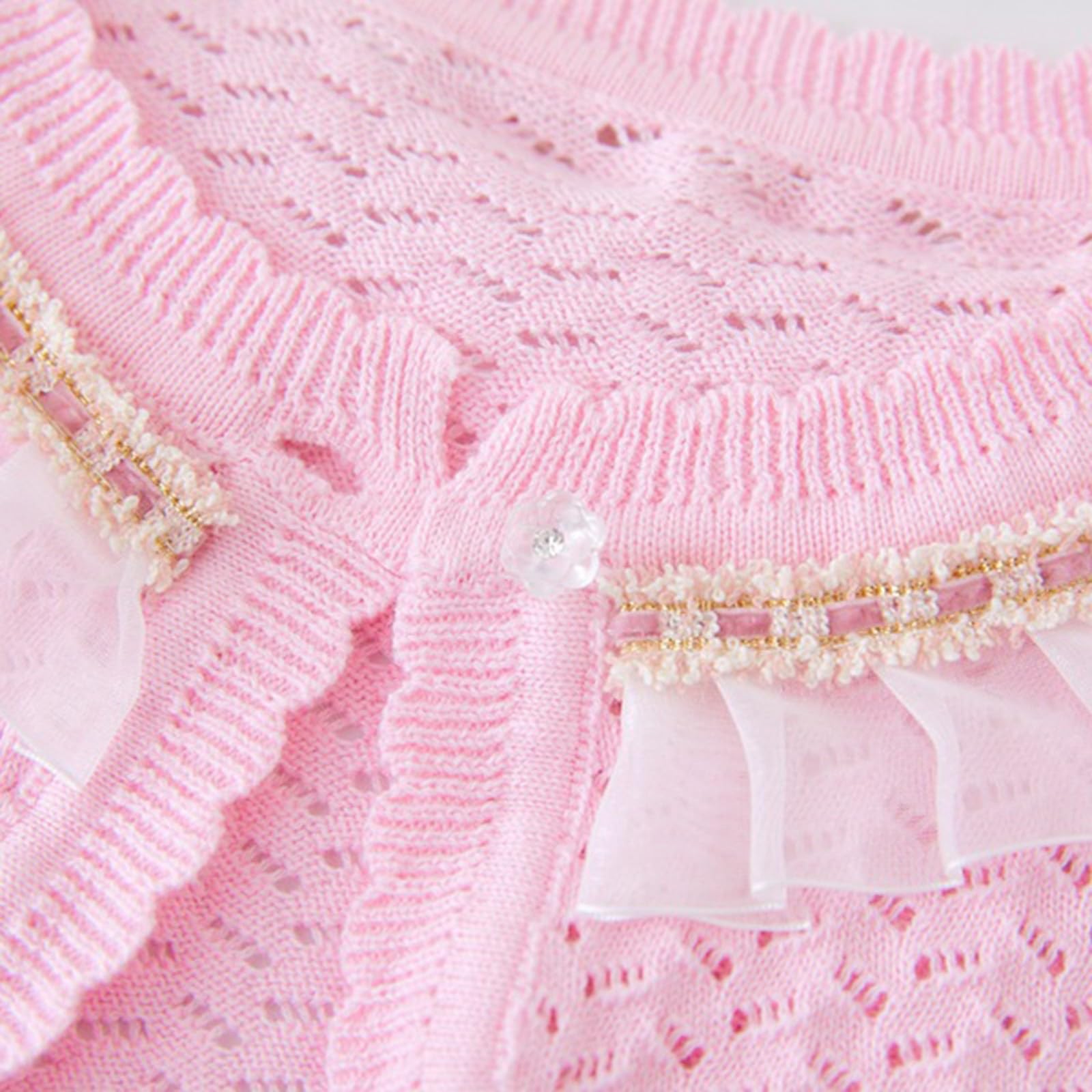 Bolero ligero de punto perforado para niñas, chaqueta corta transpirable para días cálidos