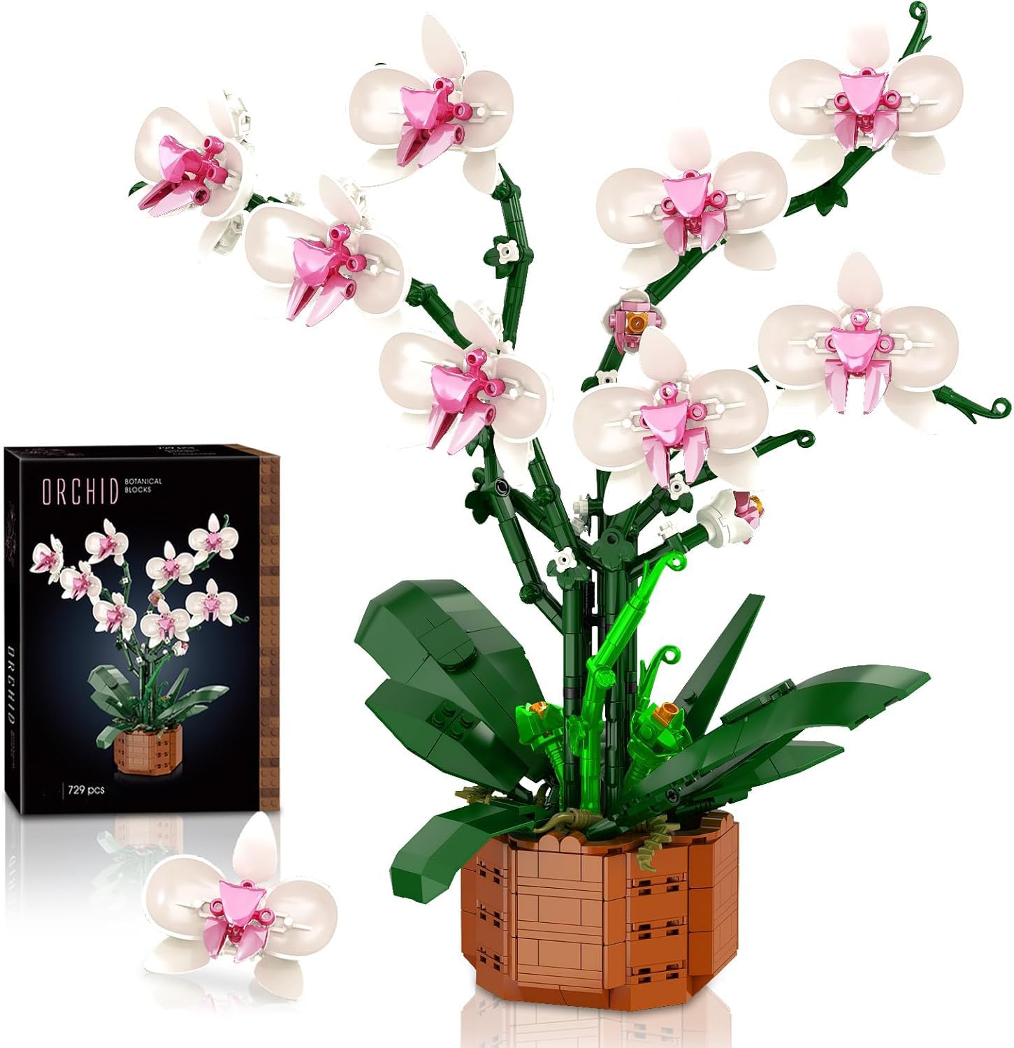 Orchid Building Set,Compatible with Lego Flowers for Adults,Botanicals Orchid Flower Building Blocks Set,Idea Gifts for Birthday &Christmas - Artificial Plant Home Decor, for Adults Ages 18+
