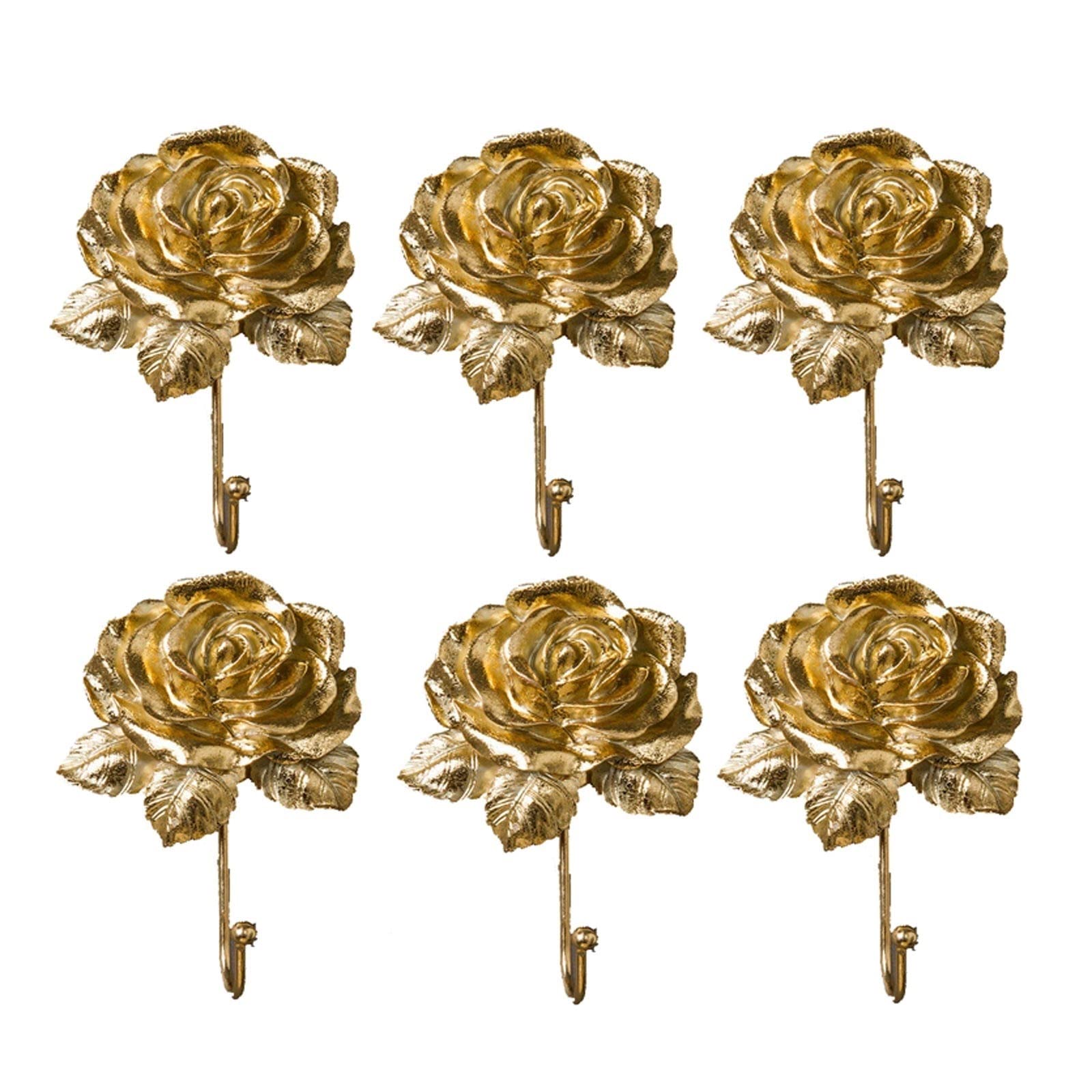 MRKU Coat Rack with Hooks Wall Elegant Flower Shape,Scarf,Bag,Towel,Key,Cap,Cup,Hat 6 Pack Wall